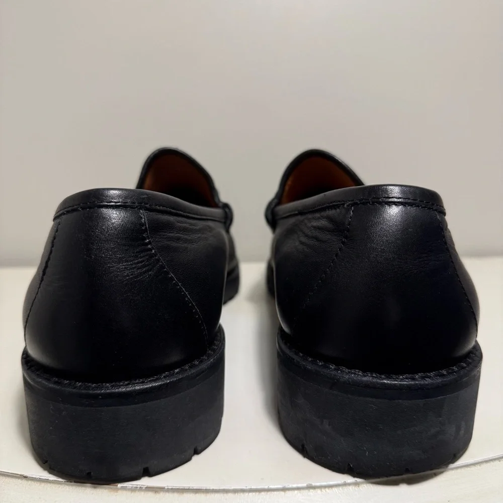 Gucci Horse Bit Lug Sole Black Leather Loafer Men’s Size 12.5 Brass Brown Logo - Picture 4 of 13